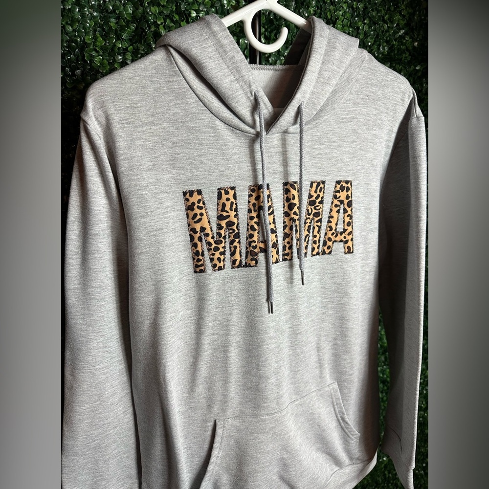 Women’s Leopard Print Mama Gray Large Hoodie - Picture 2 of 5